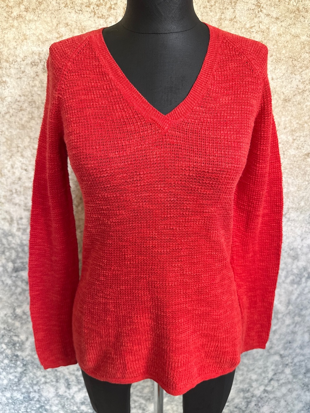 Eileen Fisher Flame Orange Organic Linen Cotton Sweater - PS